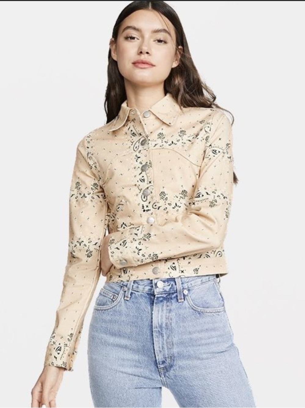 MIAOU REVOLVE Paisley/Bandana Western Y2K Denim Crop Jacket